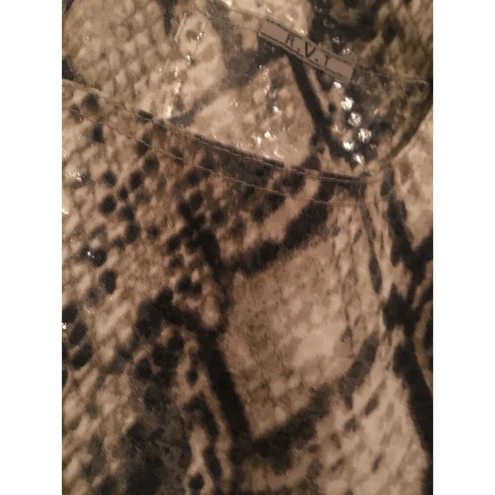 R.V.T. Jeans Co. Women's Faux Leather Pants Snake Skin Print Bottoms MultiColor